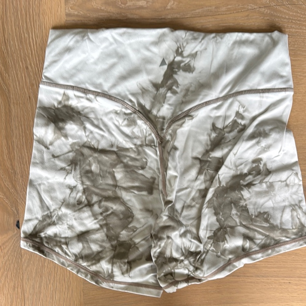 Gray and White High-Waisted Bike Shorts